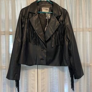 Faux Leather Fringe Jacket